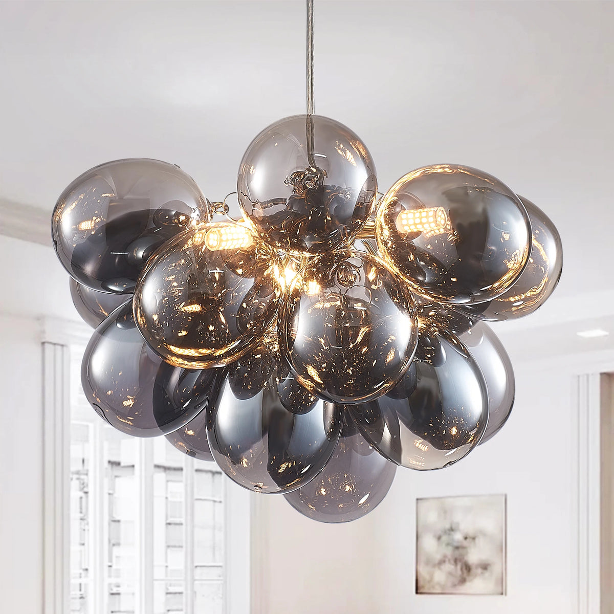 Modern Clear Black Baloon Glass Bubble Chandelier
