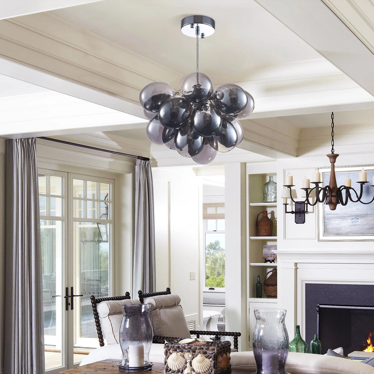Modern Clear Black Baloon Glass Bubble Chandelier