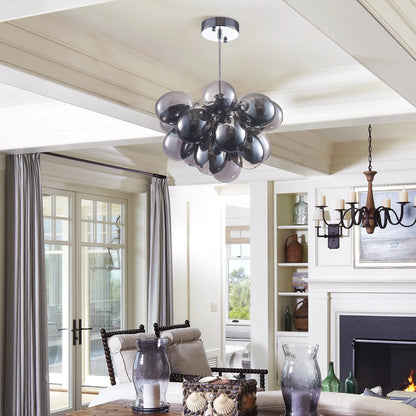 Modern Clear Black Baloon Glass Bubble Chandelier