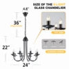 6-Light Farmhouse Industrial Black Wrought Iron Outdoor Chandelier