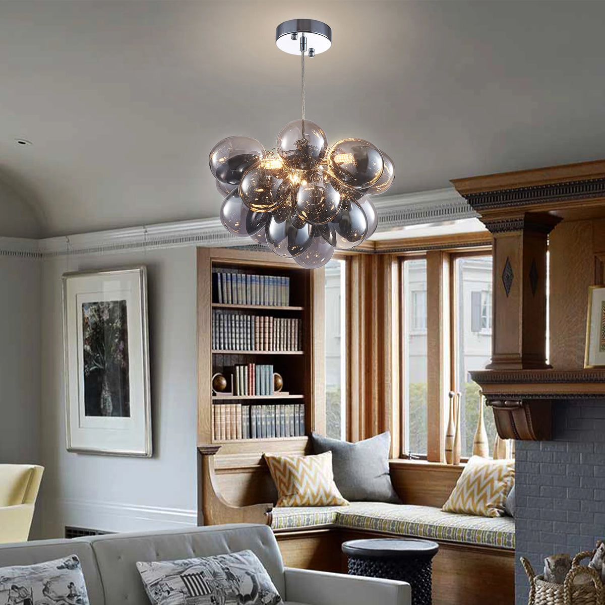 Modern Clear Black Baloon Glass Bubble Chandelier