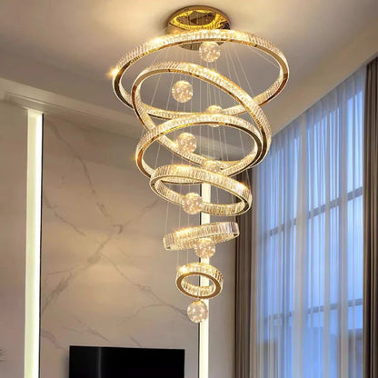 Modern Chandelier Gold Color Crystal Staircase Entryway Chandelier