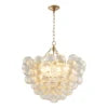 Swirled Clear Ribbed Hand Blown Glass Ball Living Room Chandelier