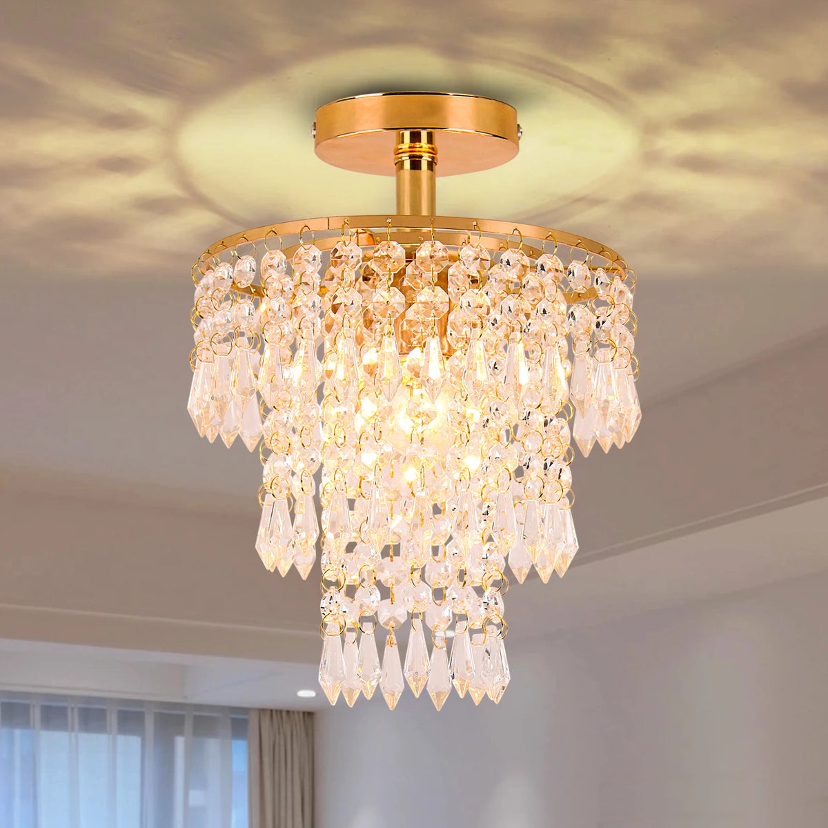 Mini Gold Crystal Modern  Chandelier