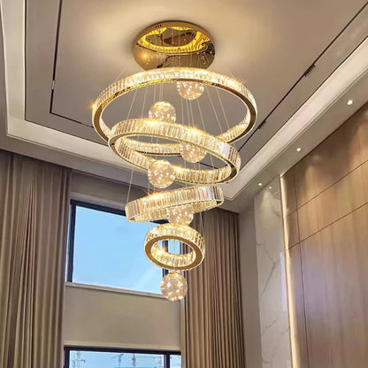 Modern Chandelier Gold Color Crystal Staircase Entryway Chandelier