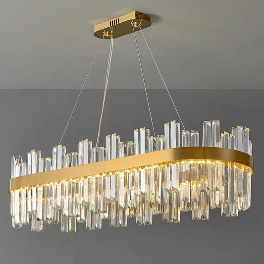 Crystal Linear Gold Stainless Steel Chandelier