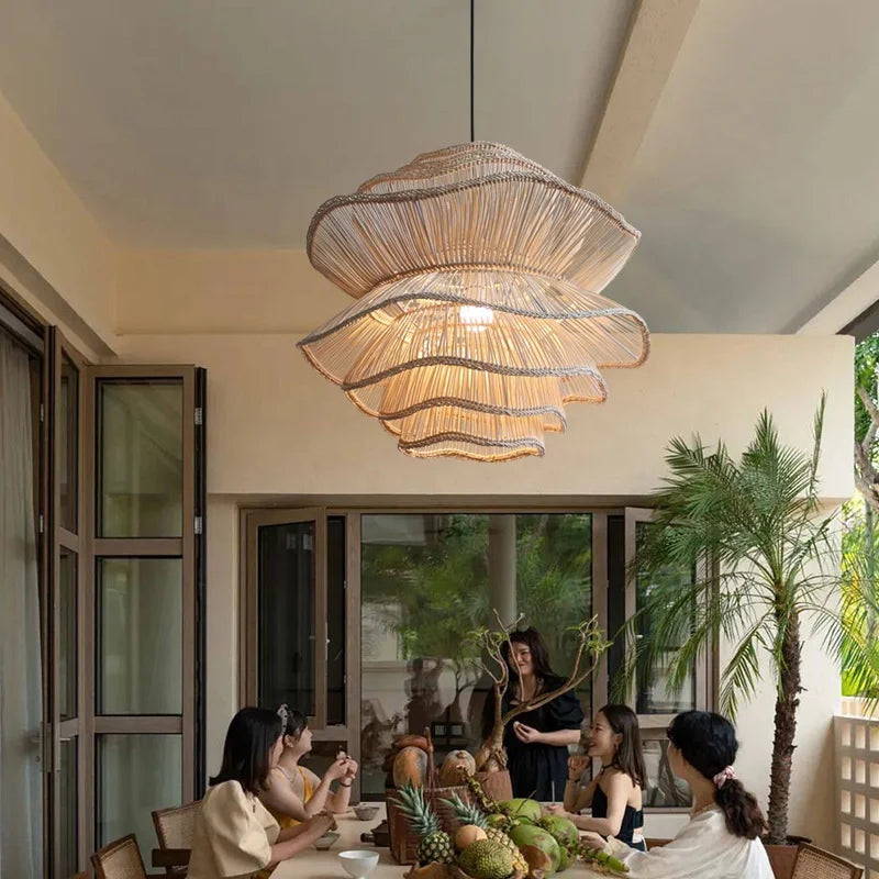 Antique Natural Rattan Pendant