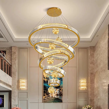 Modern Chandelier Gold Color Crystal Staircase Entryway Chandelier