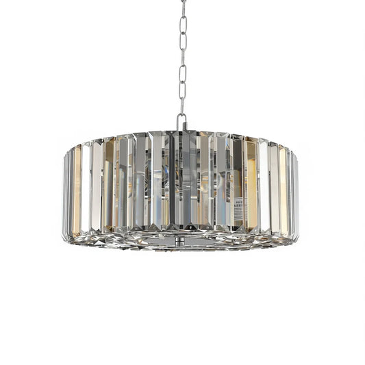 Modern 17 Inch Chrome Crystal Drum Chandelier