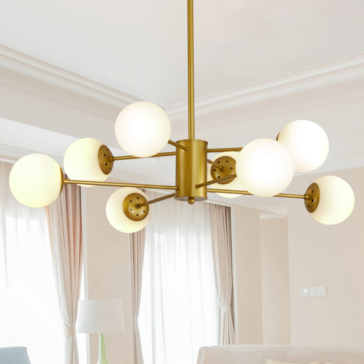 8-Light Gold Sputnik Chandelier