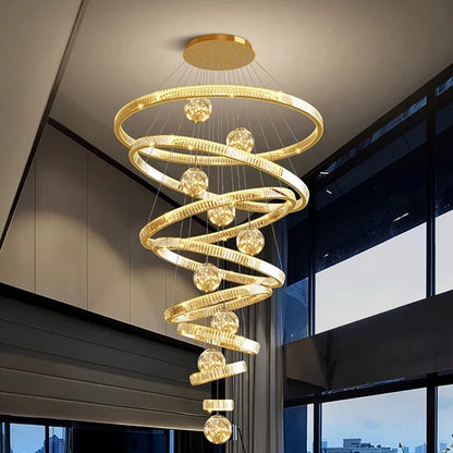 Modern Chandelier Gold Color Crystal Staircase Entryway Chandelier