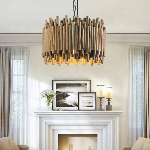 Unique Design Wood Drum Shape Chandelier