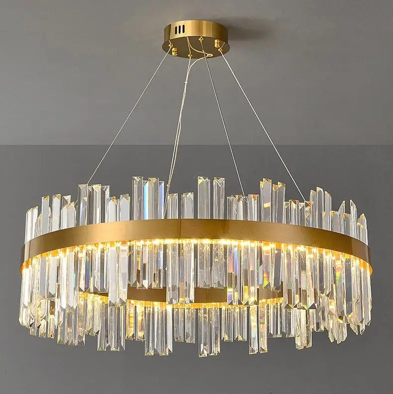 Crystal Linear Gold Stainless Steel Chandelier