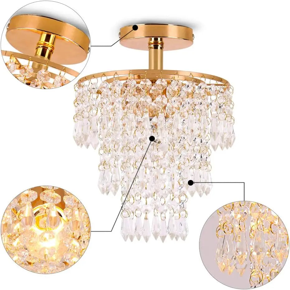 Mini Gold Crystal Modern  Chandelier