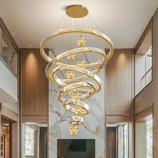 Modern Chandelier Gold Color Crystal Staircase Entryway Chandelier